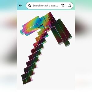 Rainbow Pixelated Toy Pickaxe- Minecraft 15 Year Anniversary- Costume Roleplay